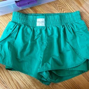 OFFLINE BY AERIE KELLY GREEN SHORTS